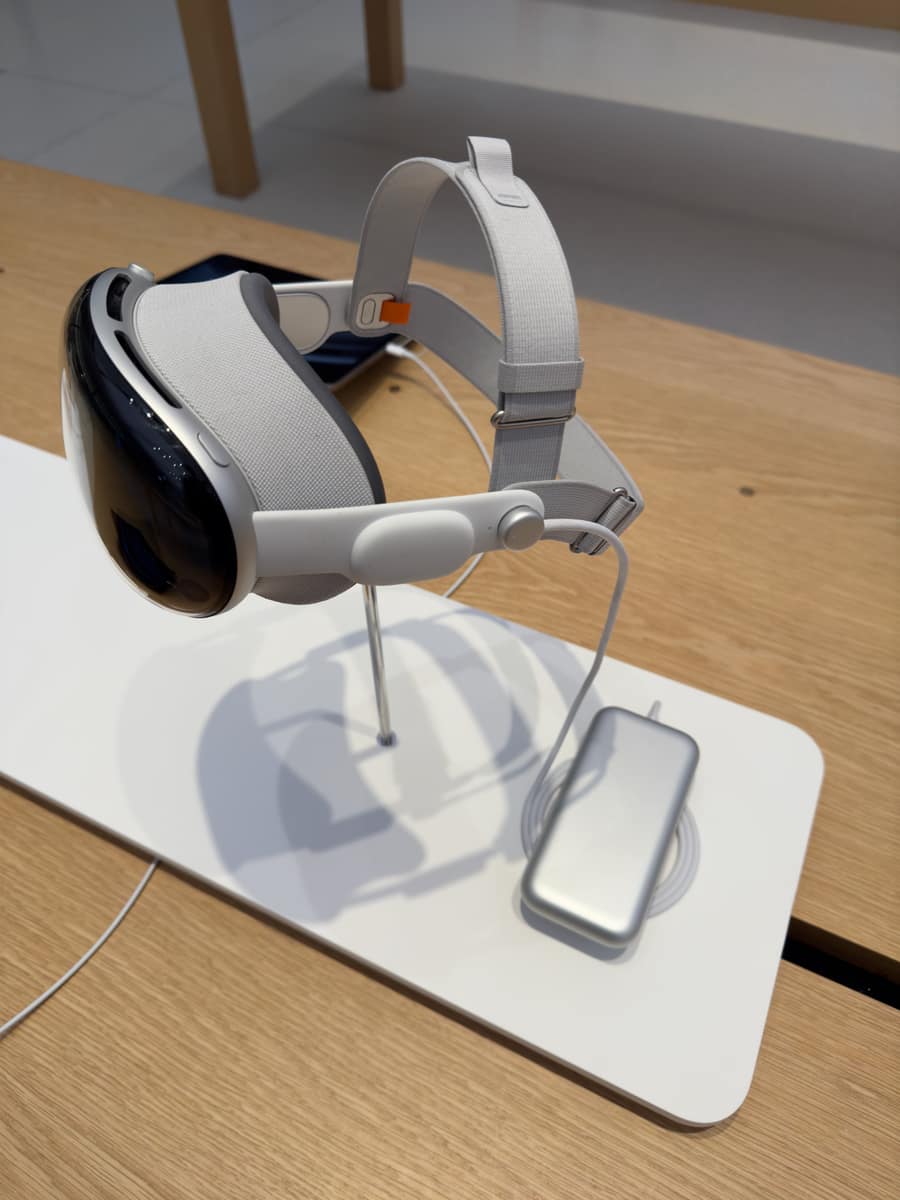 Apple Vision Pro mixed-reality headset on display at an Apple Store